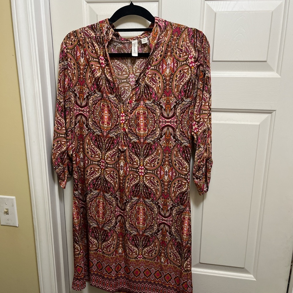 Tacera Orange Brown Long Sleeve Sheath Dress